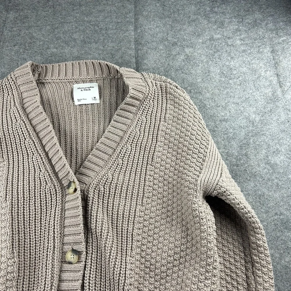 Abercrombie & Fitch Sweater Womens Medium Cameron Seed Stitch Cardigan Beige